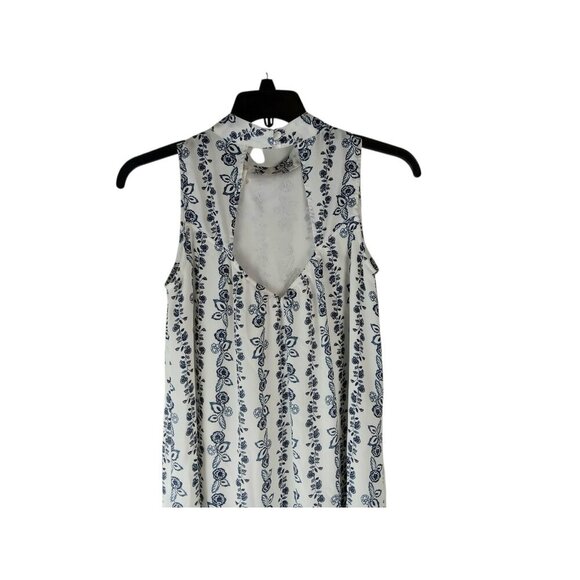 Altar D State Womens Mini Dress White Blue Floral Sleeveless Keyhole Back Size S - Picture 3 of 9